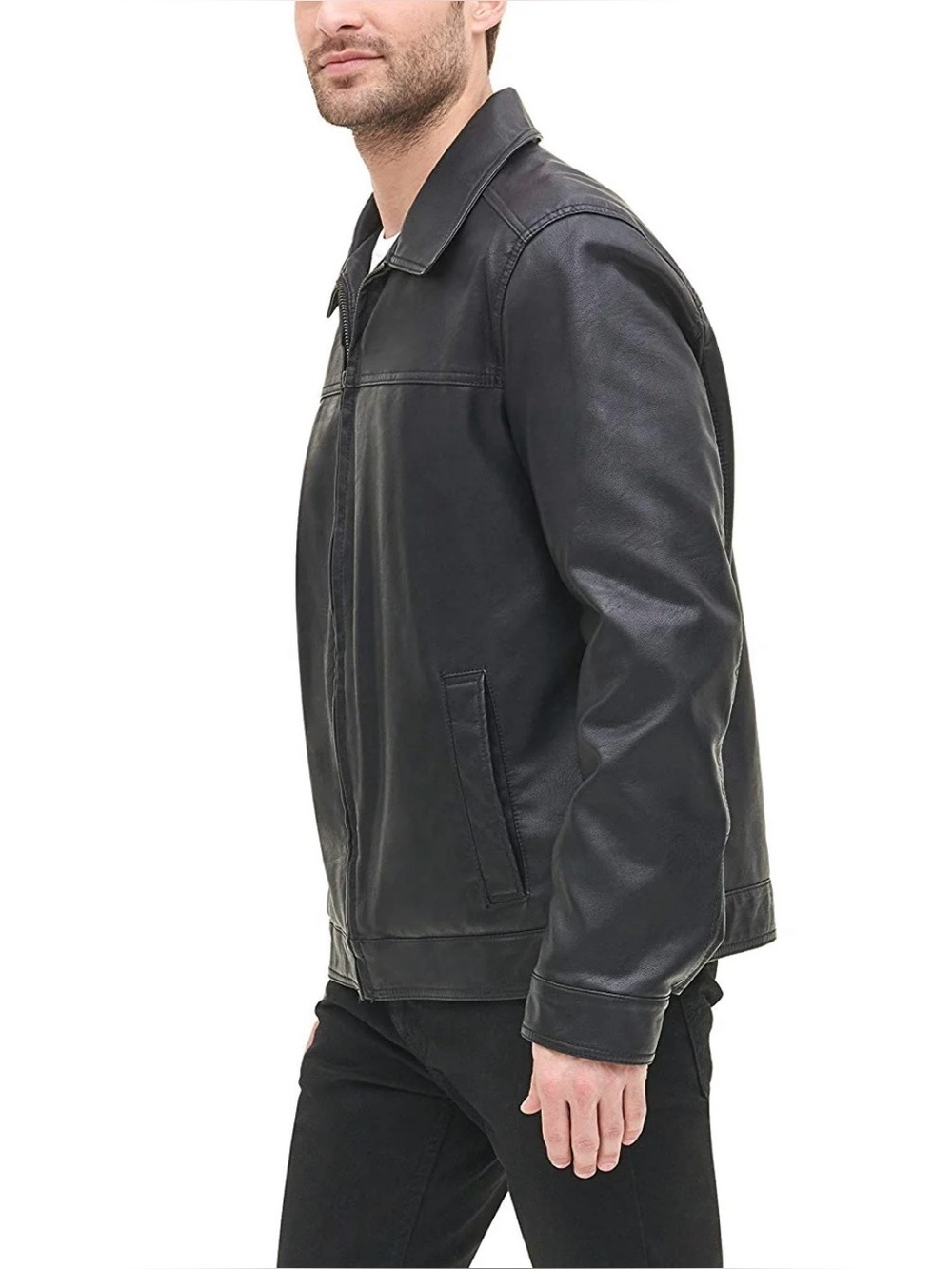 Tommy Hilfiger men’s size L genuine leather‎ front zip jacket